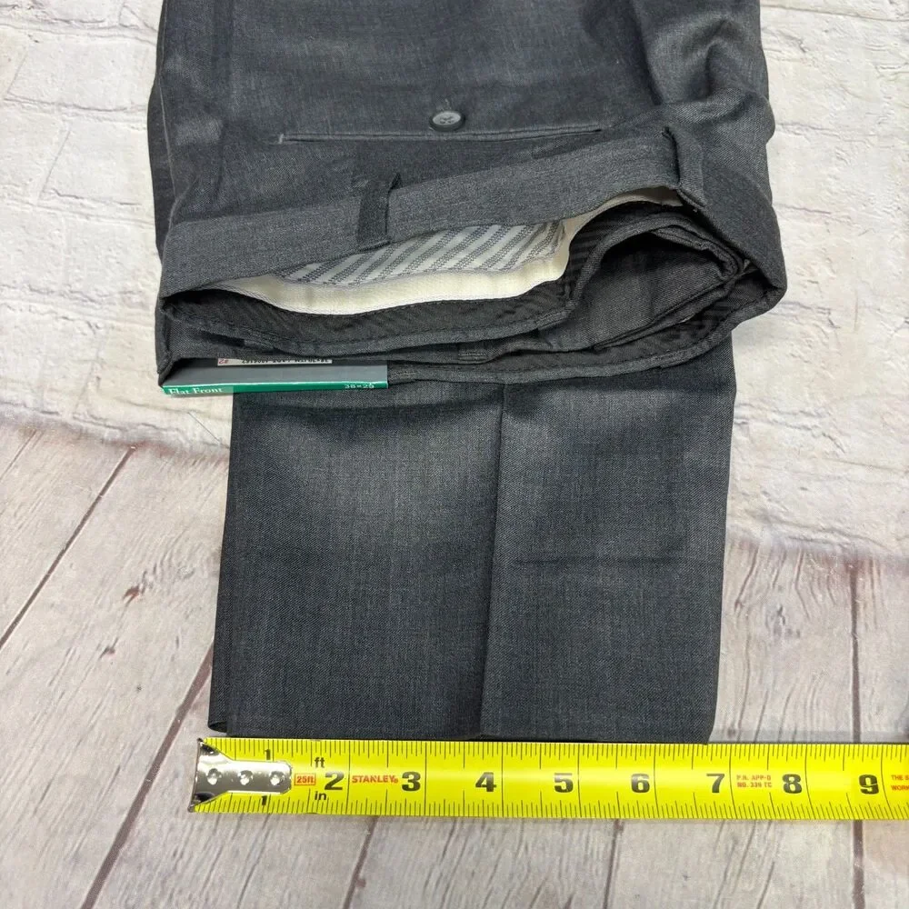 NWT Kirkland Signature Men 100% Wool Dress Pants Slack Size 38x29 Gray D119 -17